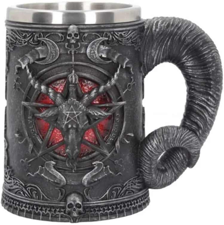 The Baphomet Demon Mug GTA06 GTA26 3D Goat Head Satan Creative Mug Large Capacity Cup Set Medieval Gothic Goblet for Bar
