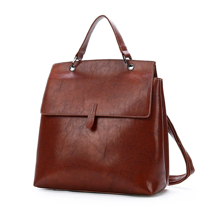 Factory Custom Texture European and American Retro Ladies Backpack Soft Leather One-shoulder Diagonal Leather Backpack