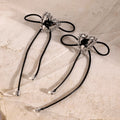 Ilona Y2K Trendy Sweet and Cool Gothic Bow Zircon Silver Plated Stainless Steel Heart-shaped Wax Wire Stud Earrings