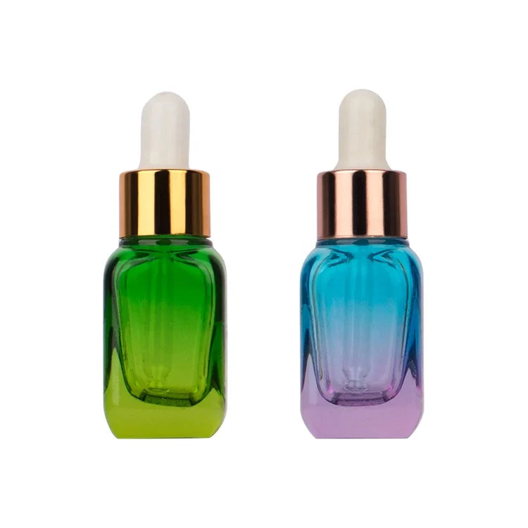 Flat Glass Bottle Luxury Cosmetic Glass Bottle with Square ESTEL Design for Face Cream and Essential Oils Serum Packaging