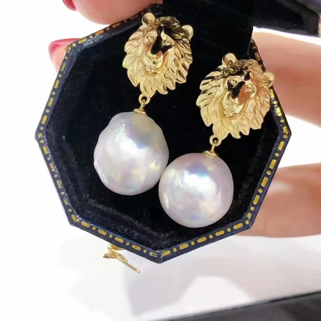 E1697 Baroque DIY Natural Freshwater Pearl Charm Earrings Mounting Accessory 925 Sterling Silver Gold Plated  Jewelry for Women