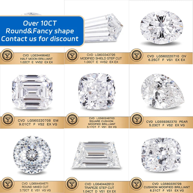 IGI Certified VVS VS1 0.5CT 1CT 1.5CT 2CT 3CT HPHT CVD Synthetic Lab Grown Diamond