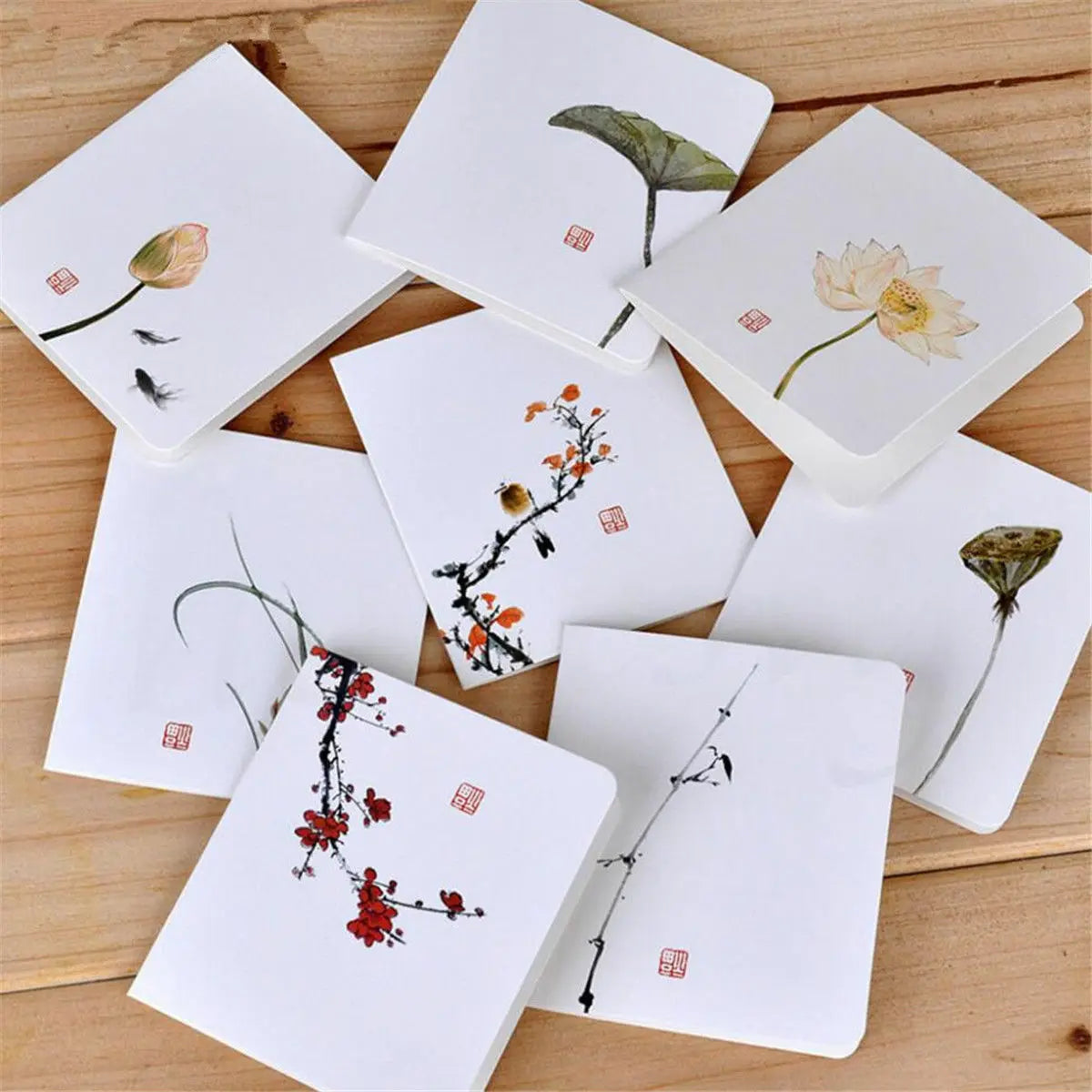 Vintage Chinese Style Flower Greeting Cards With Paper Envelope New Year Festival Holiday Card Random