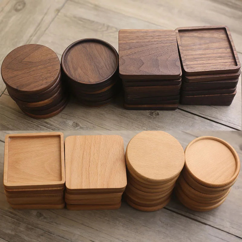 Wholesale Factory OEM Acacia Cork Bamboo coaster Walnut Wooden coaster Beech coaster for Coffee Cup DH9484