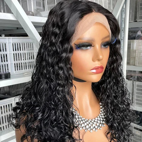 Wholesale Curly Transparent Virgin Hair Wig 180% Density Brazilian Virgin Hair 13x1 T Lace Frontal Human Hair Wigs for Black