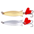 Wholesale SP226 8.3cm 6.4g Golden Silver Color Artificial Metal Spinner Baits Spoon Fishing Lures with Red Heart Blade