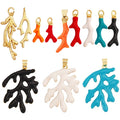 Trendy Colorful Coral Charm PendantReal 18k Gold Plated Jewelry Components Findings Necklace Bracelets Accessories Supplies S33