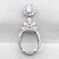 Sterling Silver 10*12mm Semi Mount Pendant Empty Frame Blank Support Setting S925 Base Holder Without Center Stone for DIY Inlay