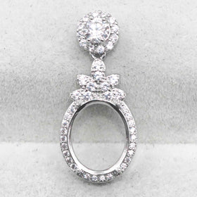 Sterling Silver 10*12mm Semi Mount Pendant Empty Frame Blank Support Setting S925 Base Holder Without Center Stone for DIY Inlay