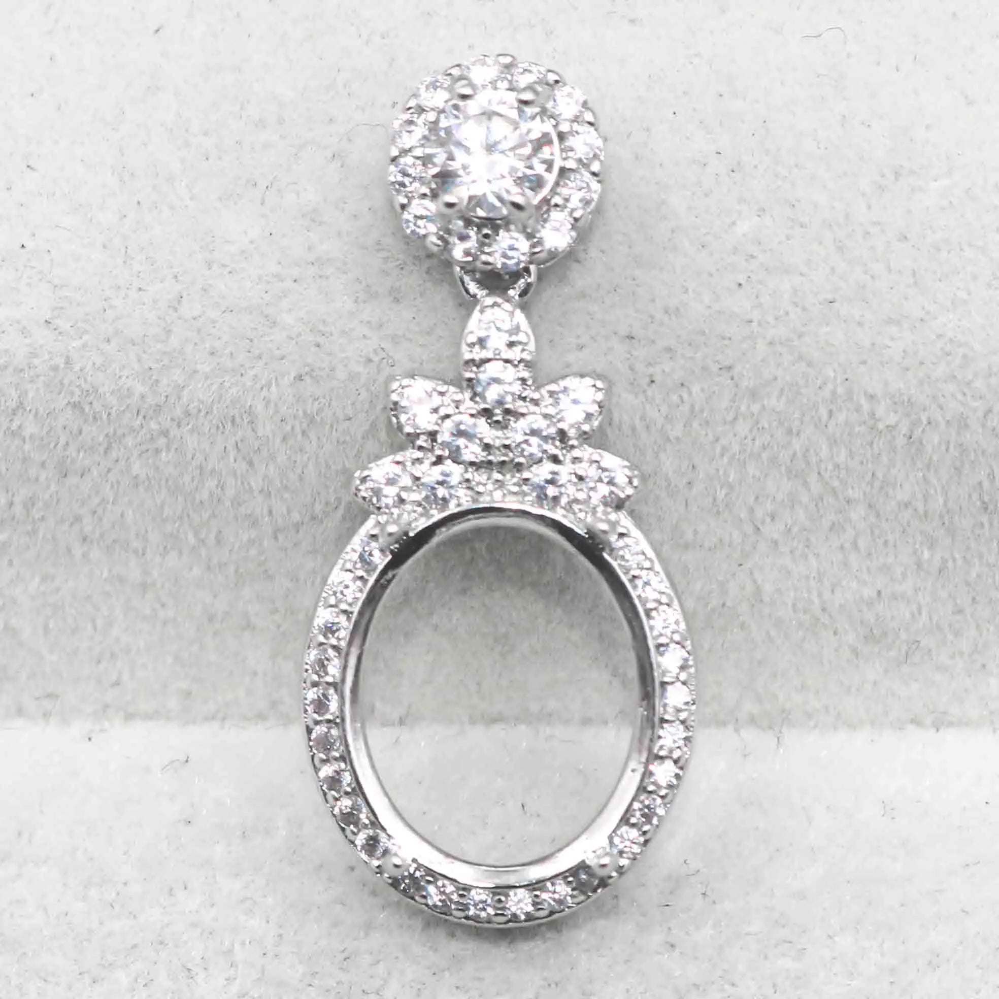 Sterling Silver 10*12mm Semi Mount Pendant Empty Frame Blank Support Setting S925 Base Holder Without Center Stone for DIY Inlay