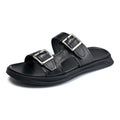 Men's New Fashion Genuine Leather Flip Flops Custom Summer Beach Sandals Non-Slip Soft Sole Trendy Half-Dress Slippers Winter