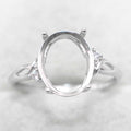 Sterling Silver 9*11mm Semi Mount Ring Empty Frame Blank Support Setting S925 Base Holder Without Center Stone for DIY Inlay