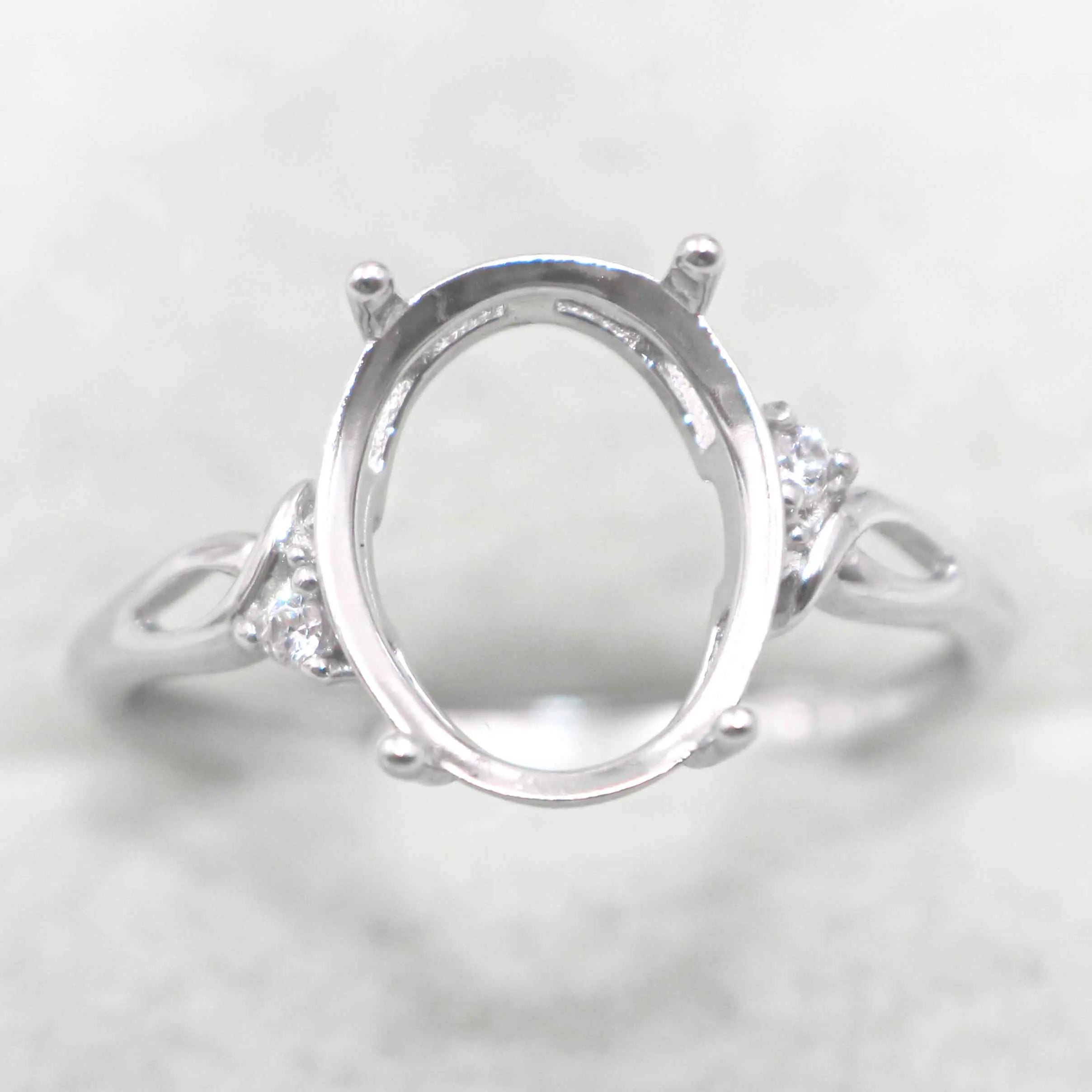 Sterling Silver 9*11mm Semi Mount Ring Empty Frame Blank Support Setting S925 Base Holder Without Center Stone for DIY Inlay