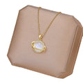 Ins Fashion Light Luxury Opal Planet Pendant Titanium Steel Necklace Advanced Collarbone Chain Classic Made Stainless Steel