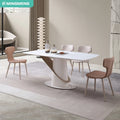 White Round Dining Table With Turntable Modern Minimalist Italian Light Luxury Marble Stone Top Design Mesa De Jantar Furniture