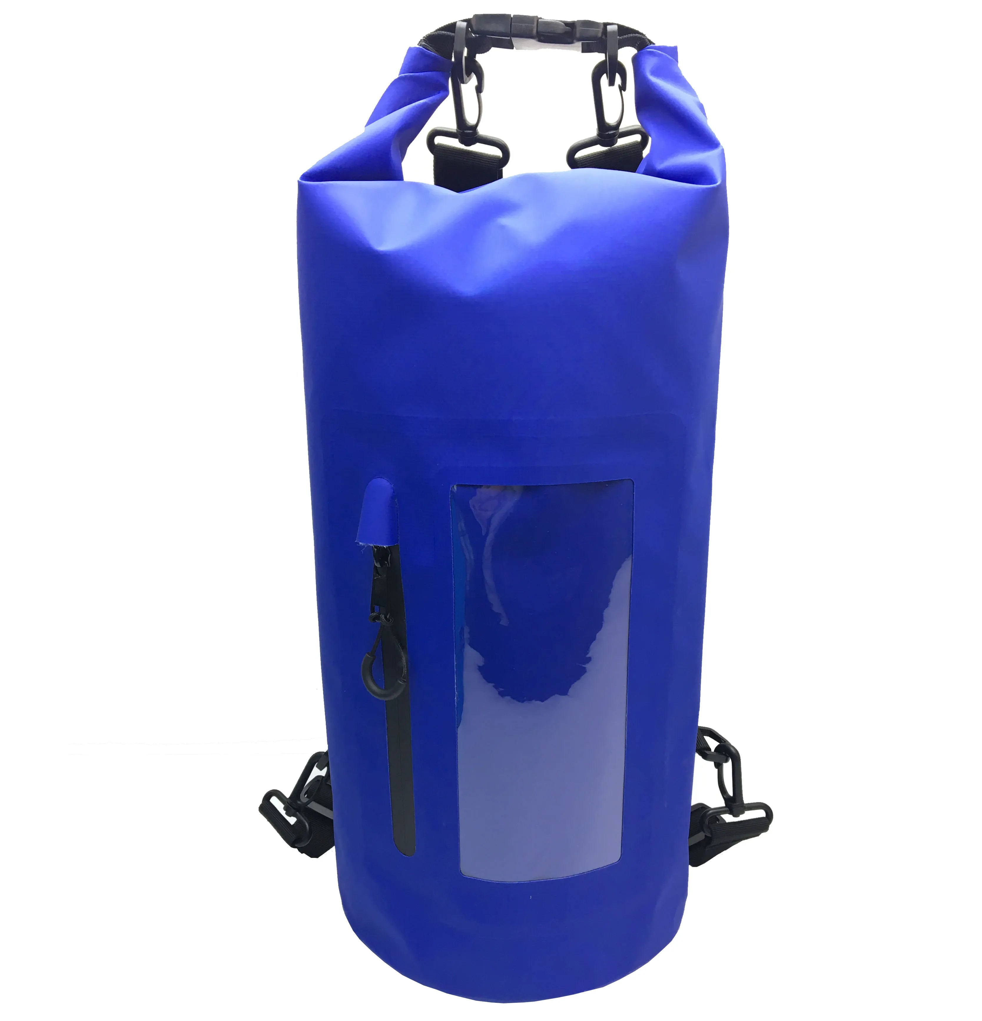 Factory 500D PVC Floating Waterproof Dry Bag with Transparent Window Double Straps