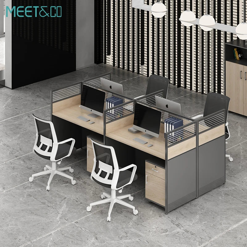 High Quality Modern Wooden Office Workstation 120 Degree Flexible 6-Person Office Partition Adjustable Panels for Commercial Use