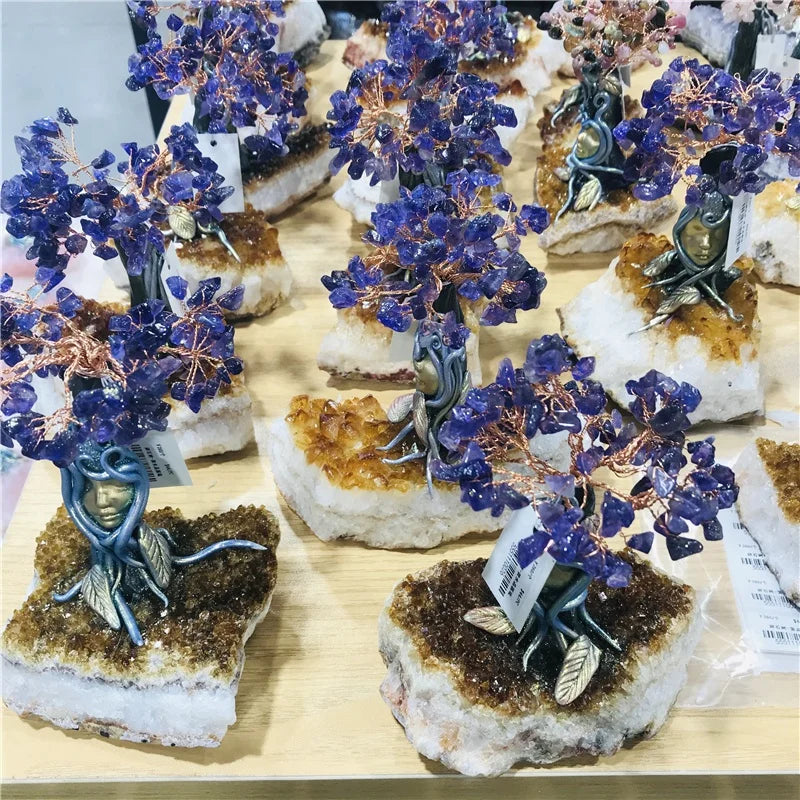 Wholesale Healing Gemstone Crystals Cluster Fortune Tree for Wealth and Luck Home Decoration