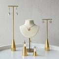 Gold T Shape Metal Necklace Display Stand Triangular Ring & Piercing Earring Organizer Jewelry Container for Organizing Jewelry