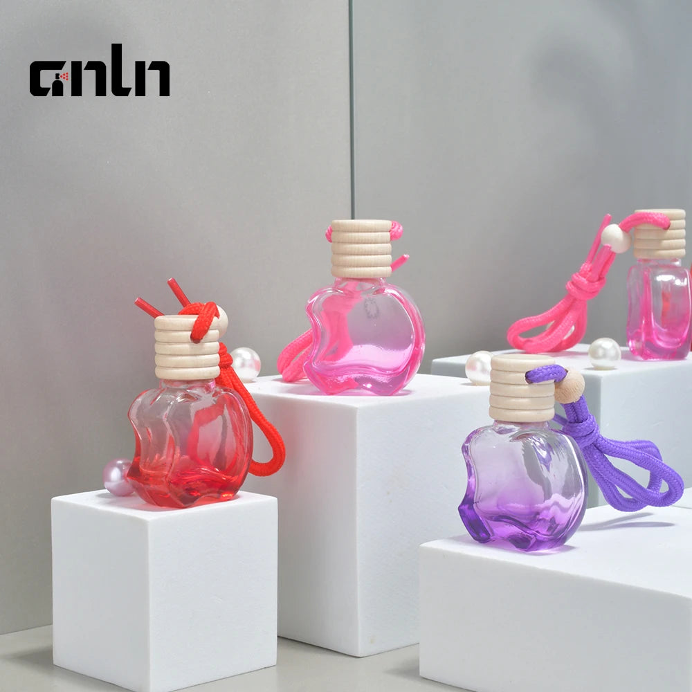 Car Perfume Bottle Colorful Wooden Cap 8ml Hanging Car Diffuser Perfume Oil Bottles Available for Customized logo