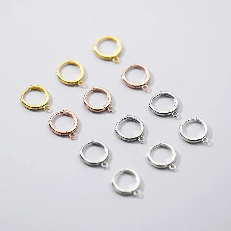 Custom 925 Sterling Silver Hoop Huggie Earrings Findings DIY Ear Clip Accessories Component