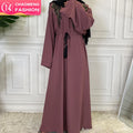 6510# EID Abaya Dubai Turkey Solid Color Simple Modest Islamic Clothing Muslim Women Dress