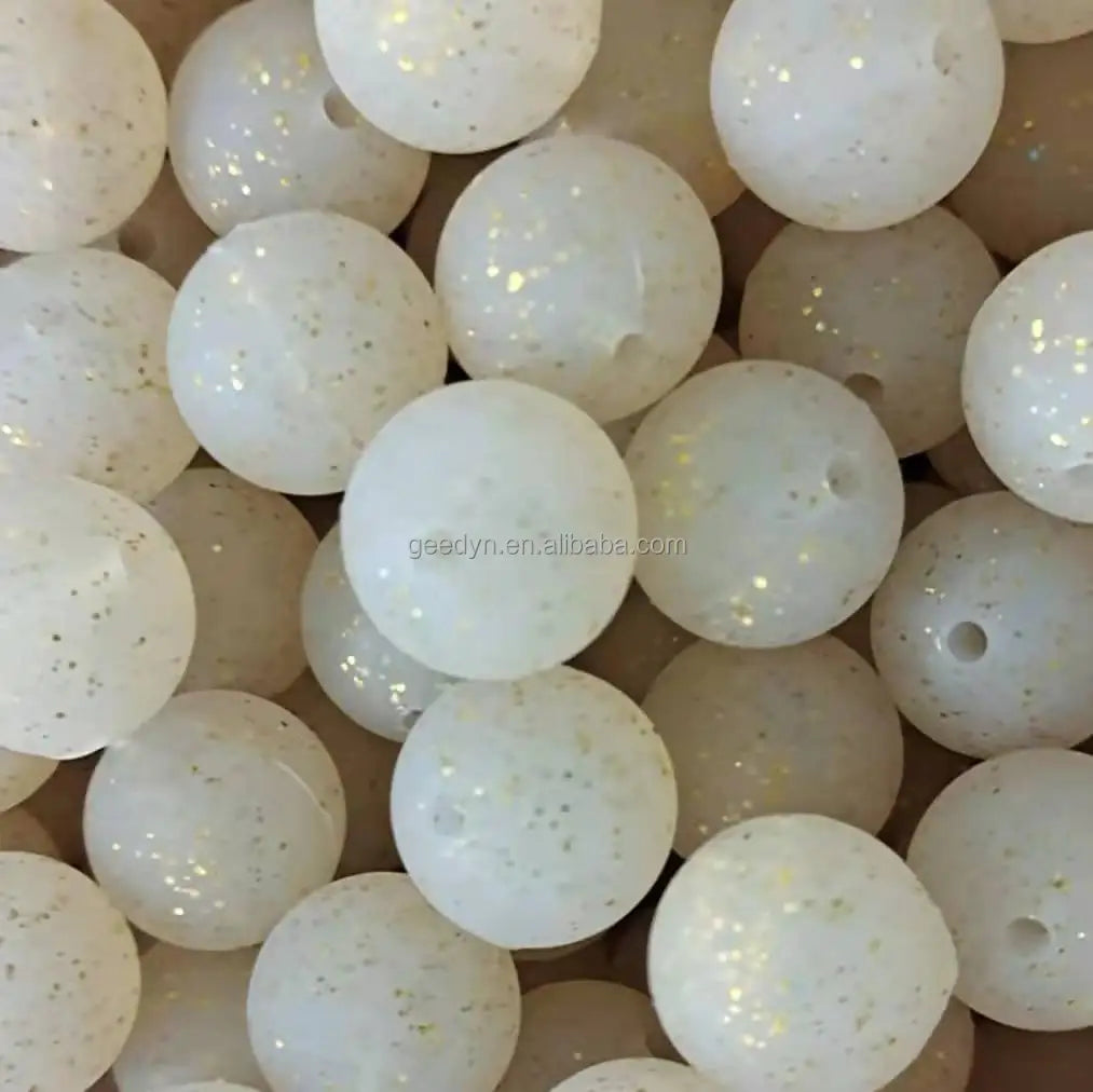 Wholesale 15mm Silicone Beads Food Grade Printed Silicone Beads Glitter Silicone Chew Beads