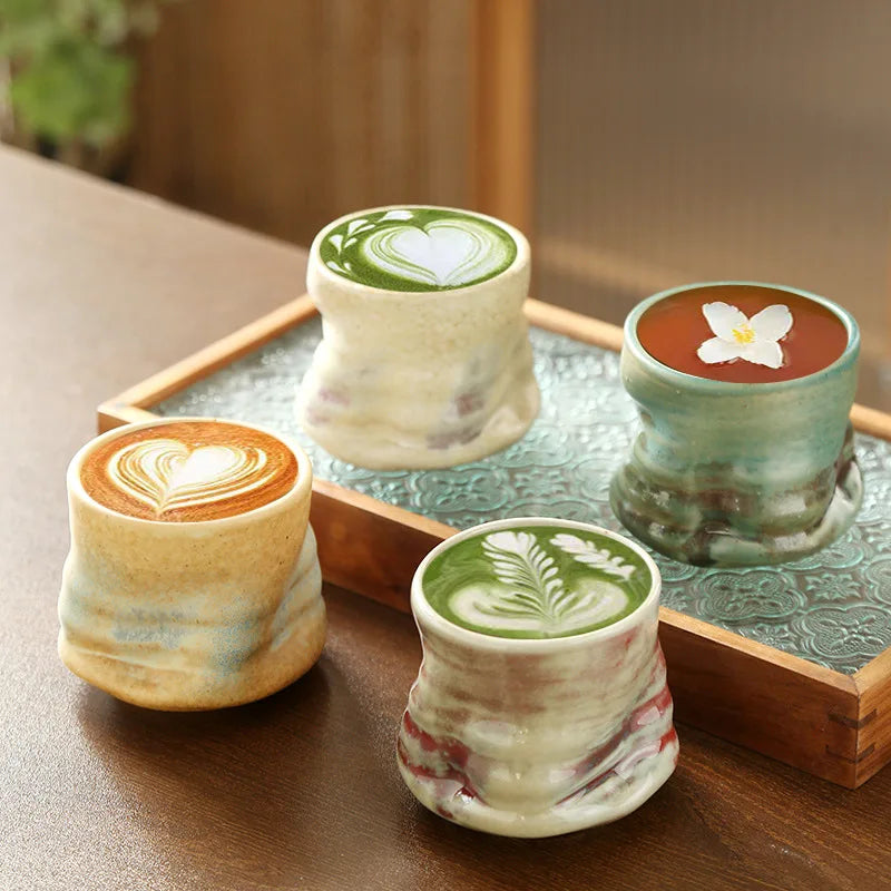 Creativity Retro Teacups Handmade Stoneware Tea Cup Arabic Style Vintage Tea Ceramic Coffee Cup Mug