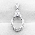 Sterling Silver 10*13mm Semi Mount Pendant Empty Frame Blank Support Setting S925 Base Holder Without Center Stone for DIY Inlay