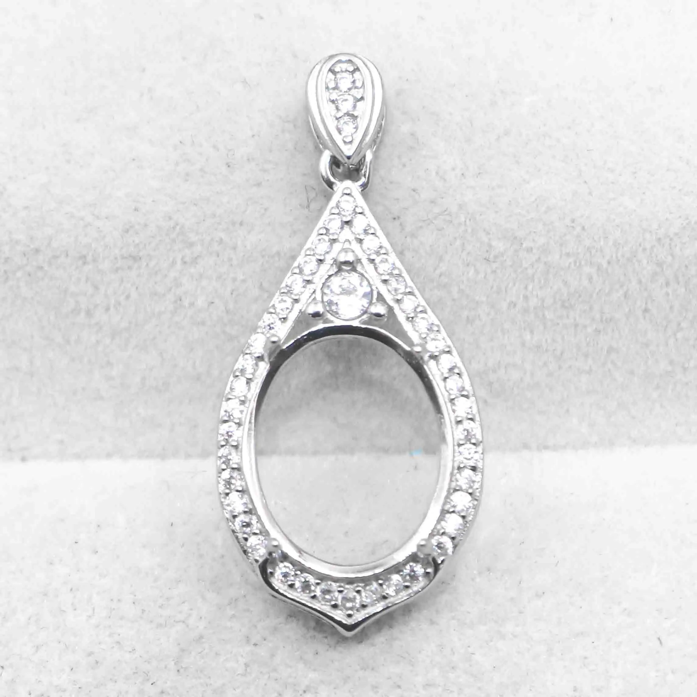 Sterling Silver 10*13mm Semi Mount Pendant Empty Frame Blank Support Setting S925 Base Holder Without Center Stone for DIY Inlay