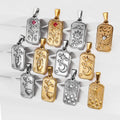 Waterproof Tarnish Free Hypoallergenic Stainless Steel Jewelry Custom 18k Gold Plated Moon Stars Tarot Card Pendant Flower Charm