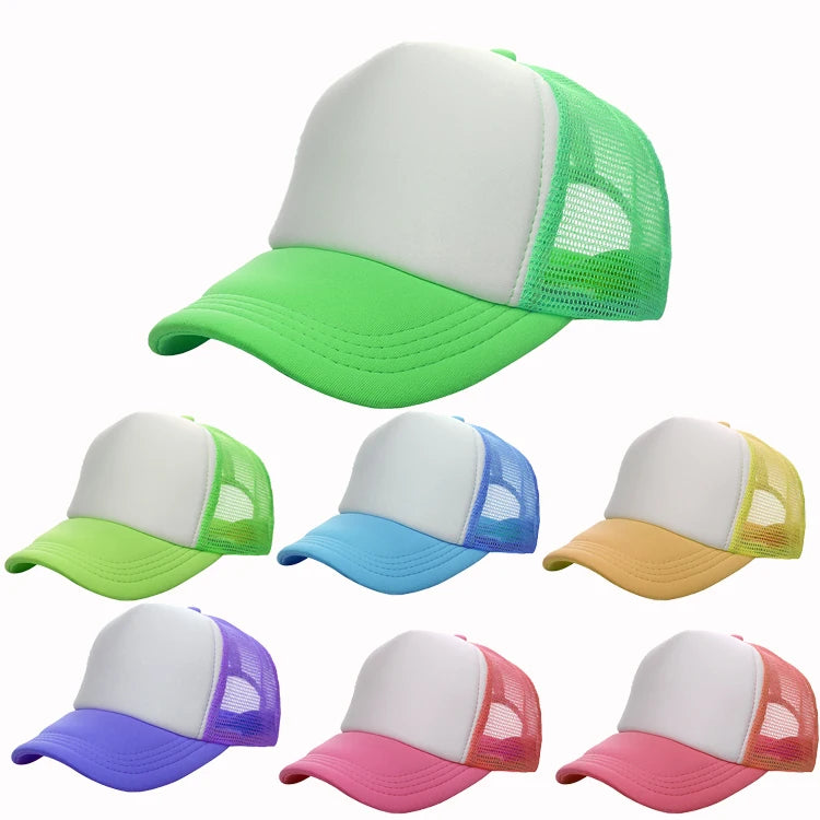 Cheap Oem Custom Embroidery /Print Logo 5 Panels Plain Short Bill Blank Foam Mesh Trucker Hats Wholesales