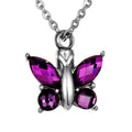 Stainless Steel Crystal butterfly Cremation Urn Red Stone Pendant Memorial Necklace butterfly Keepsake Ash Holder Urn Cremation