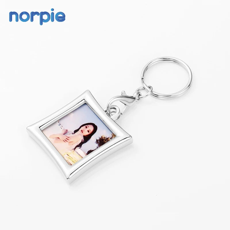 Custom Made Metal  Keychain Lobster Buckle Photo Frame Keychain Sublimation Photo Metal  Keychain