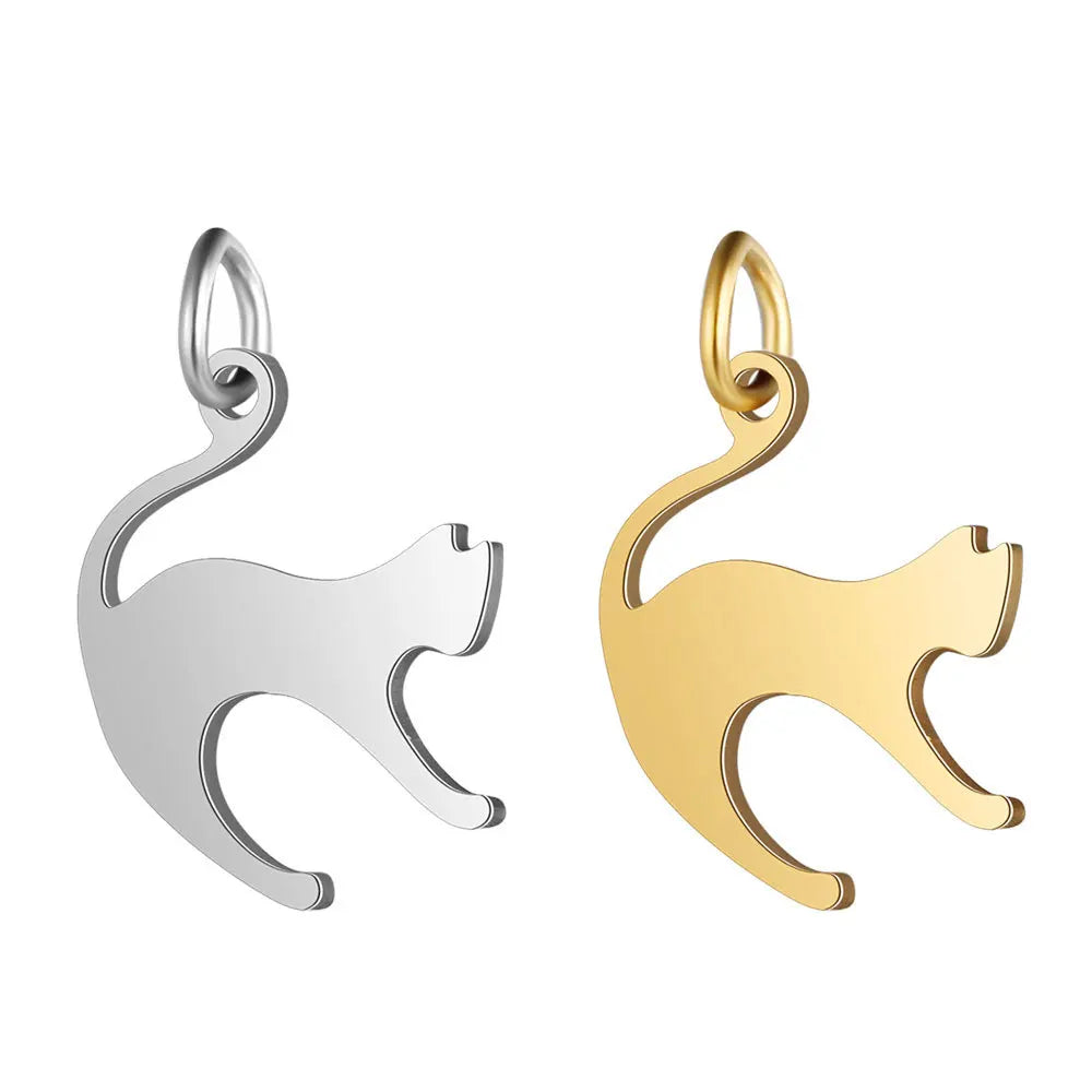 Anima Cute Animal Stainless Steel Wholesale Silver Gold Cat Pendant for Fashion Jewelry Fine Pendant