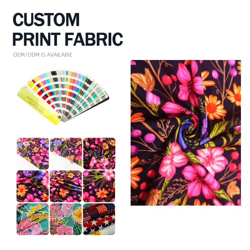 Stretch Heavy Fabric Polyester 4 Way Stretch Ribbed Brushed 8*3 Brushed Rib Knit Print Fabric for Kids