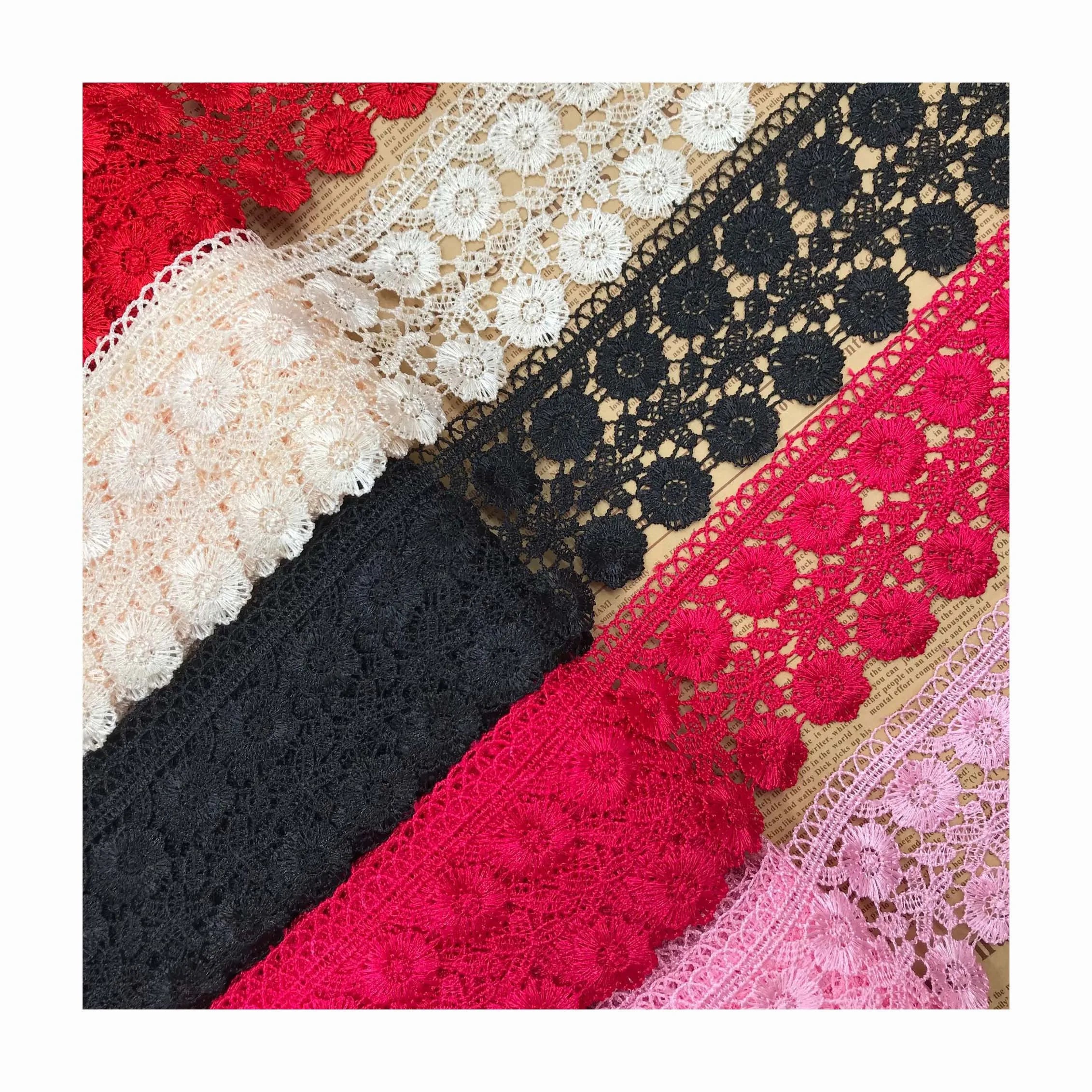 7cm Korean Sofa Bedding Polyester Lace Water Soluble Fabric Soft Upholstery Textile Garment Sewing Embroidery Border Lace Trims