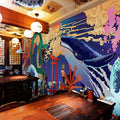 Waterproof Japanese Style Ukiyo-e Wallpaper for Pub Sushi Restaurant Moisture-Proof Script Killer Mystery Hall Background Mural