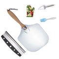 Folding Aluminum Pizza Tool Set Wooden Handle Pizza Shovel for Cheese for Pizza Lovers
