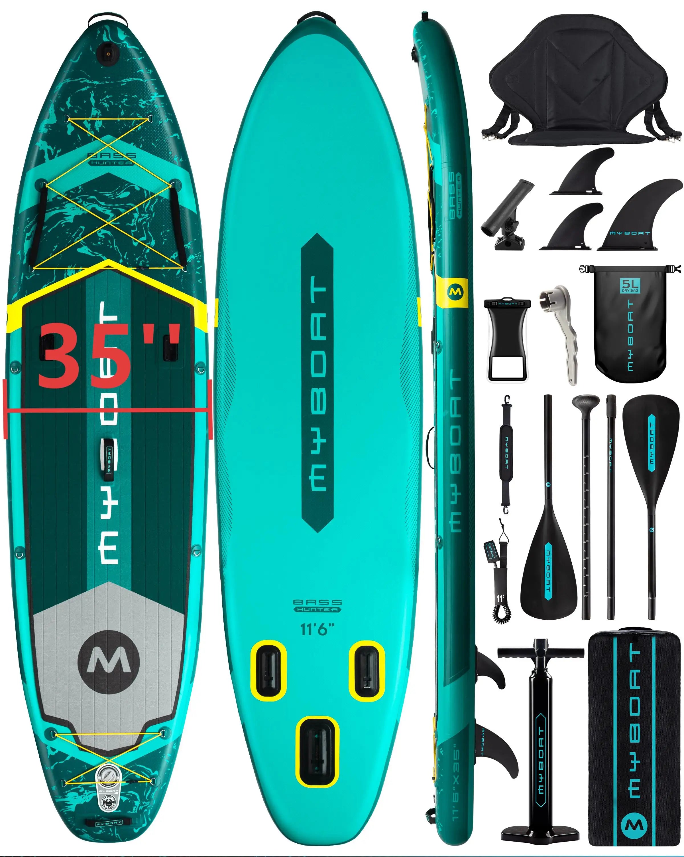 Factory Direct Sale Surfboard 35'' Ultra Wide Drop Stitch Material SUP Board Inflatable Stand up Paddle Board for Ocean Waters