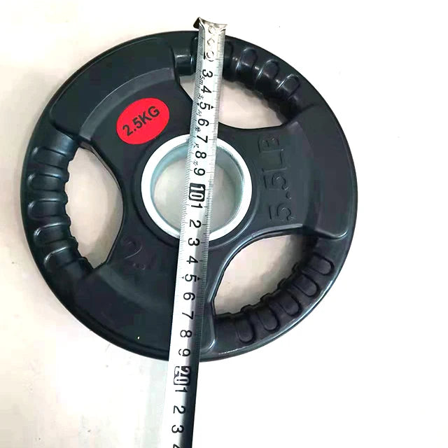 Aidong Black Rubber Coated Tri Grip Barbell Weight Plate Standard Bumper Weight Plates