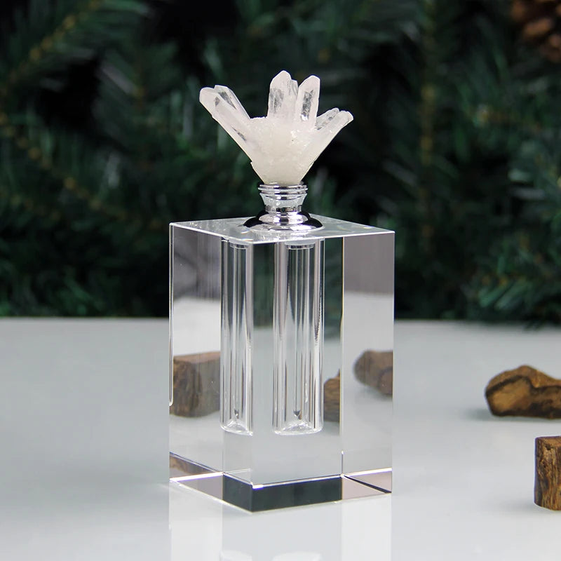 2026 New Design 12ml Luxury Natural Agate Stone Crystal Druse Empty Crystal Perfume Oil Bottle Wholesale