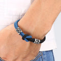 Vintage Making Round Wind Star Green Grey Rope Bracelet Men's Stainless Steel Jewelry Wholesale