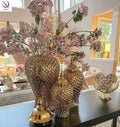 Light Luxury Plating Golden Ceramic General Bottle Living Room Dining Table Model Room Flower Arrangement Ornaments Porch Home