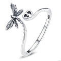 Fashion Jewelry Open Adjustable Finger Ring Cute Retro Dragonfly Animal Stackable S925 Sterling Silver Rings for Women Girls
