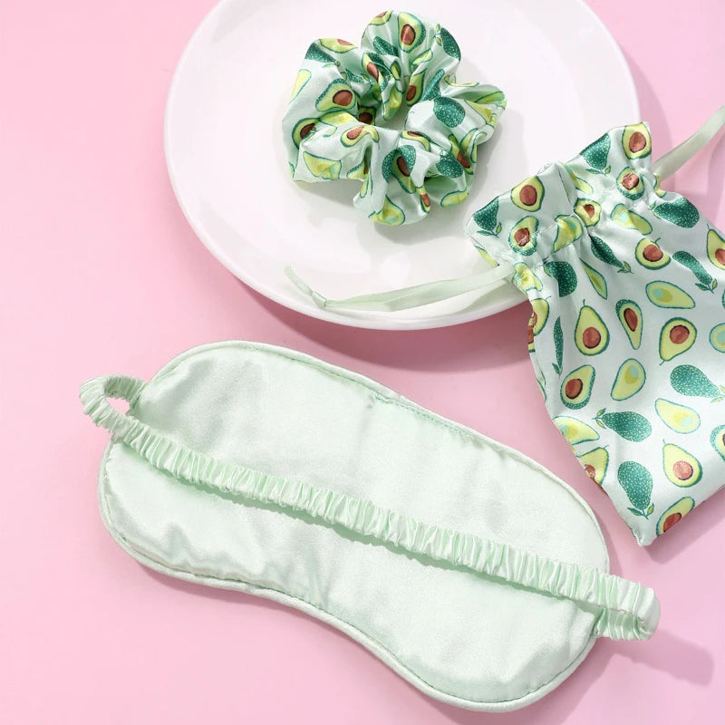 Light-blocking Eye-protecting Elastic Knit Satin & Silk Super Soft Hair Band Eye Mask Set