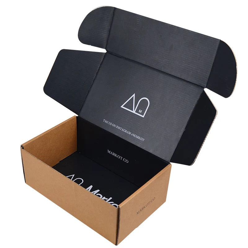 High Quality Custom Designed Luxury Double-sided Kraft Clothes Shoes Corrugated Cardboard Mailer Packaging Box