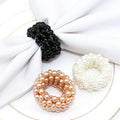 Ychon Plastic Wedding Napkin Rings with Beaded Elastic Pearl Design for Table Decoration