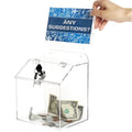 TOYIN Clear Acrylic Lockable Fundraising Donation Money Collection Tip Box With Sign