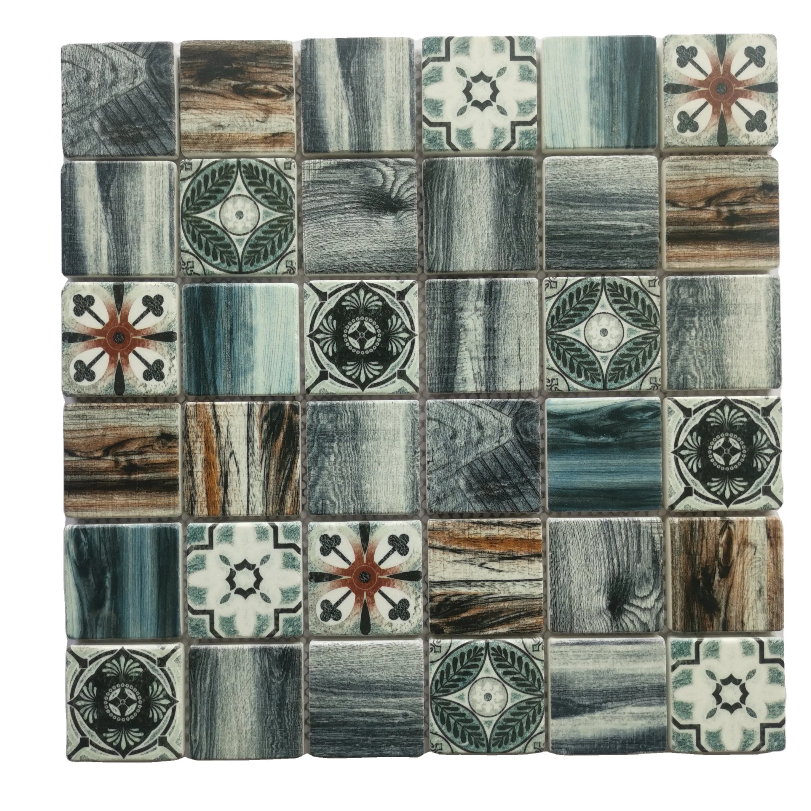 Foshan Factory Distributor Price Kitchen Backsplash Wall 2x2 Inch Moroccan Inkjet Printing Square Stone Mosaic Tiles Mix Color